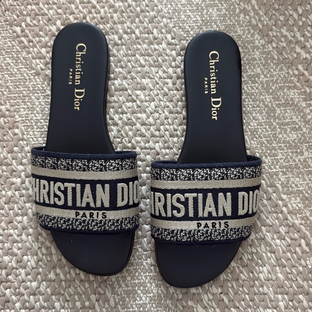 Christian Dior Paris Flip Flops Navy Blue